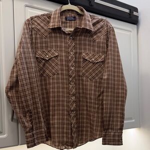 Brown Plaid Snap-Front Women’s Western Shirt by Saturdays Generation
